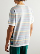 Missoni - Logo-Embroidered Striped Cotton-Jacquard T-Shirt - Blue