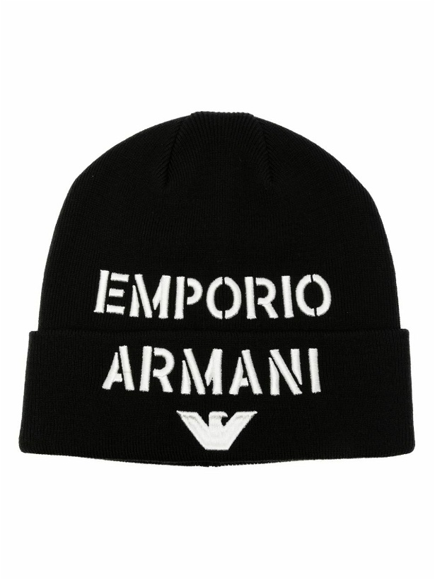 Photo: EMPORIO ARMANI - Logo Wool Blend Beanie
