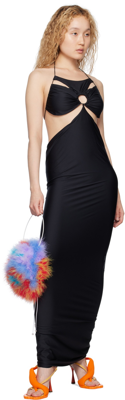 FAL-ASH Black Open Back Maxi Dress