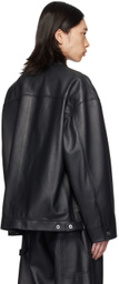 Bottega Veneta Black Spread Collar Leather Jacket