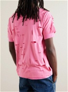 Givenchy - Layered Distressed Logo-Print Cotton-Jersey T-Shirt - Pink