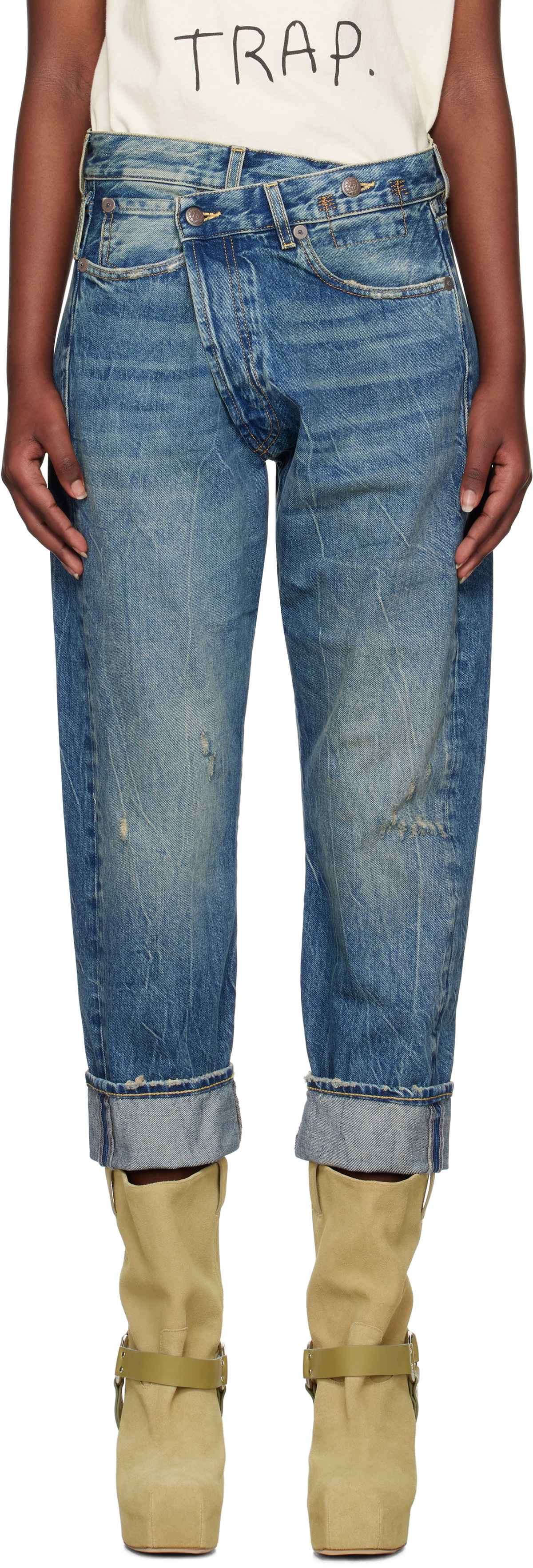R13 Blue Crossover Jeans, Size 24 main image 0