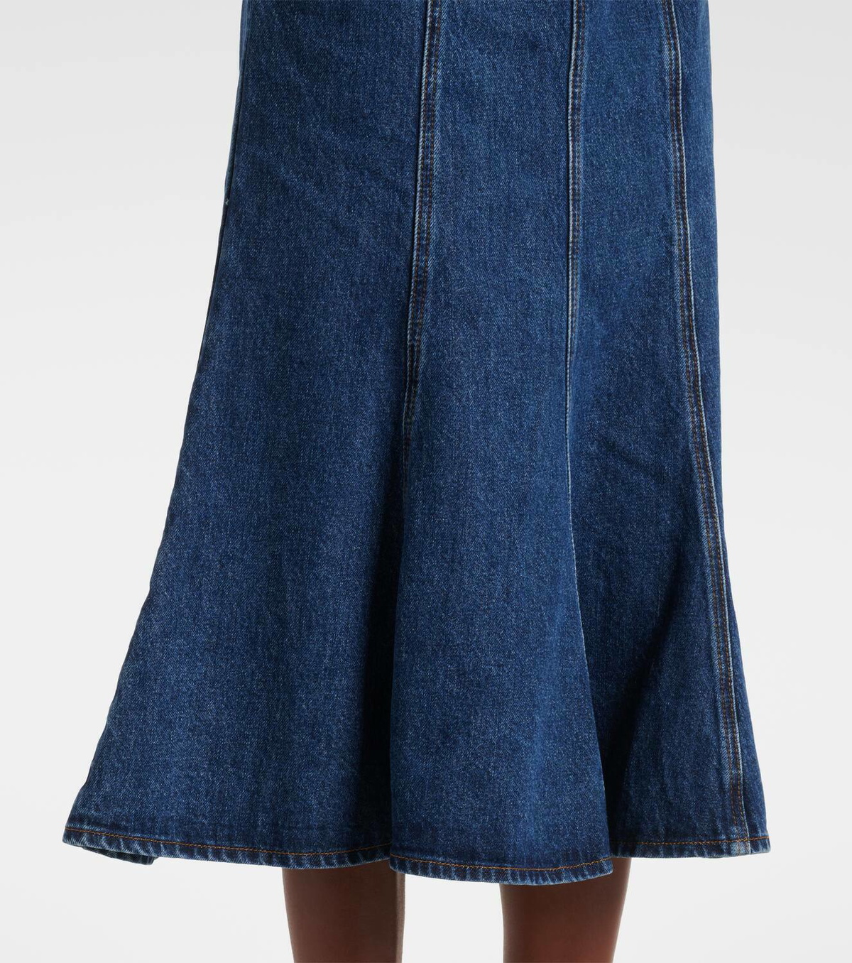 Self-Portrait Flared denim midi dress Self-Portrait