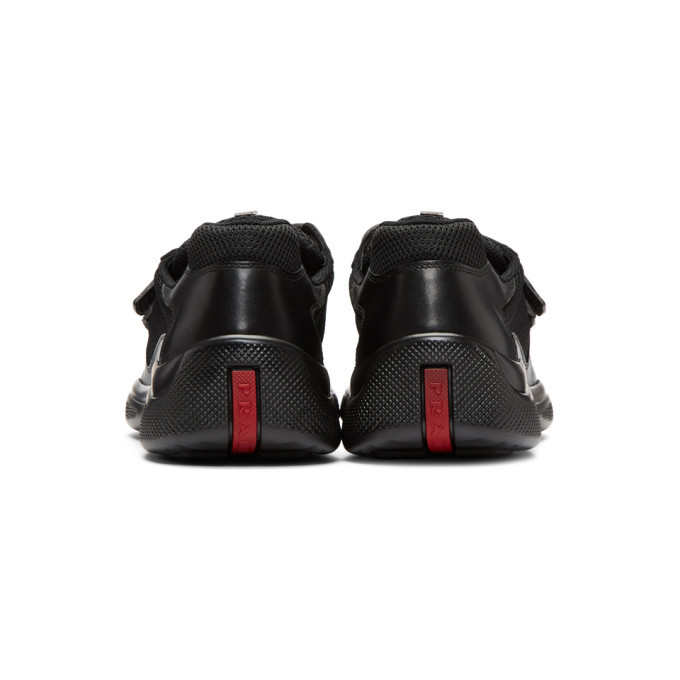 99aw Prada velcro leather shoes 27.0 プラダ Prada Black Mesh and Leather Velcro Sneakers Prada
