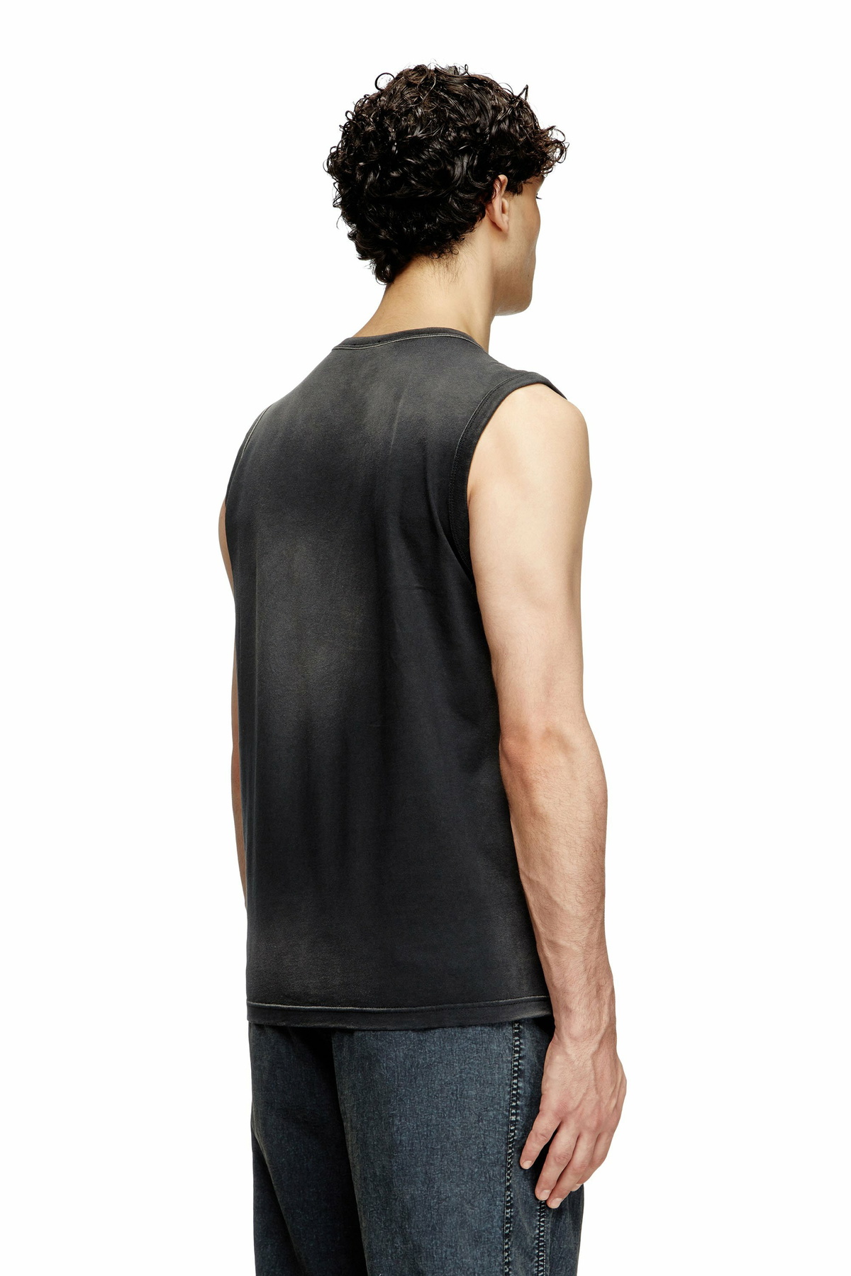 Diesel Faded tank top with cut-out Oval D - T-Shirts Mens in Black