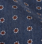 Bigi - 8cm Embroidered Silk and Wool-Blend Faille Tie - Blue