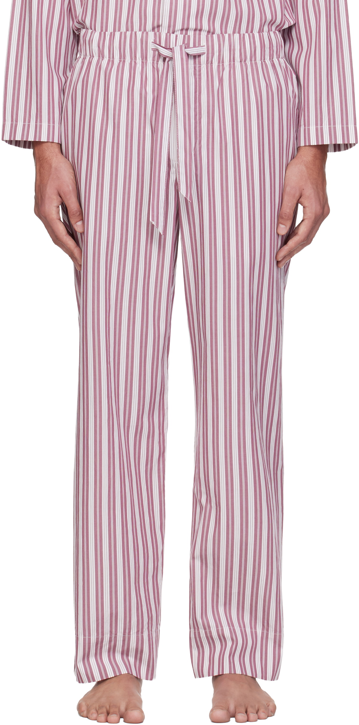 Tekla Pink & White Poplin Pyjama Pants