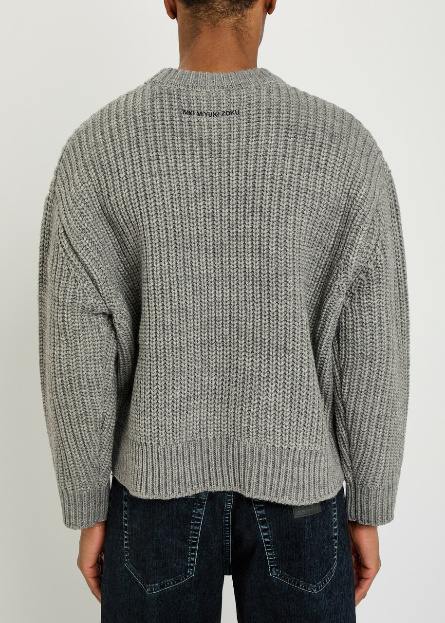 Mki Miyuki Zoku Ribbed Knit Jumper Grey