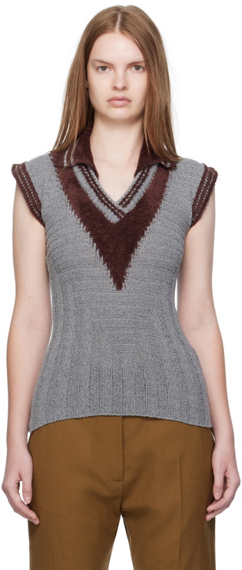 Photo: Kiko Kostadinov Gray & Brown Quimby Sleeveless Polo