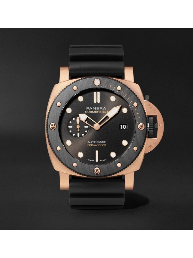 Photo: PANERAI - Submersible OroCarbo Automatic 44mm Goldtech and Rubber Watch, Ref. No. PAM01070 - Black