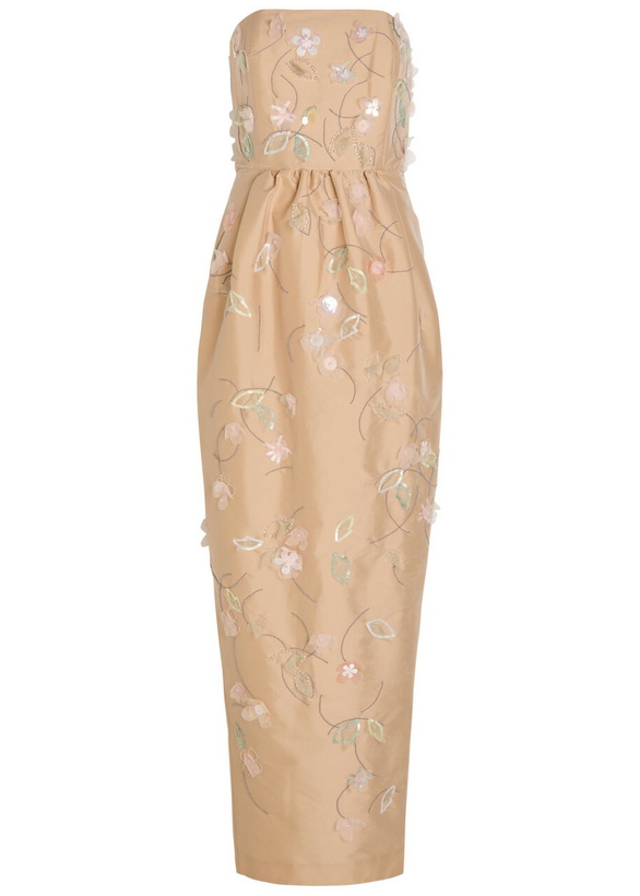Photo: Bernadette Lena Floral Bead-embellished Maxi Dress Beige