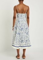 Simkhai Analise Printed Linen-blend Midi Dress Blue