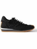 Loewe - Flow Runner Distressed Denim Sneakers - Black