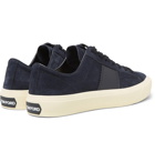 TOM FORD - Leather-Trimmed Suede Sneakers - Men - Navy