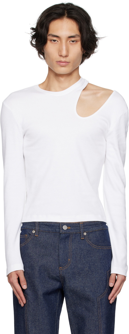 K.NGSLEY White Romain Long Sleeve T-Shirt