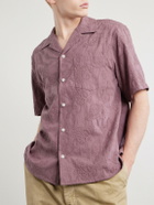 Corridor - Camp Collar Paisley-Embroidered Cotton Shirt - Purple
