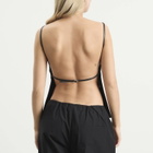 ST. Agni Women's Woven Leather Square Neck Top in Black