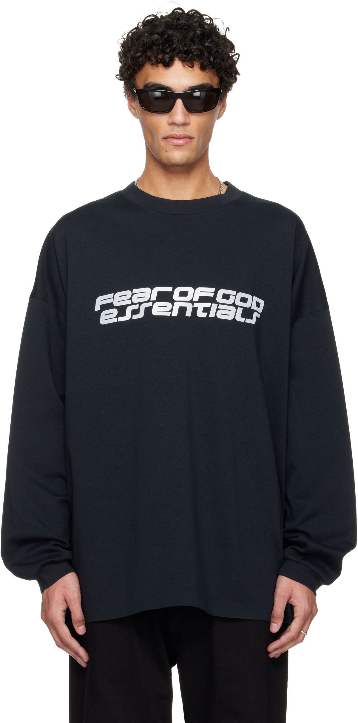 Fear of God ESSENTIALS Black Holiday Ponte 90s Long Sleeve T-shirt