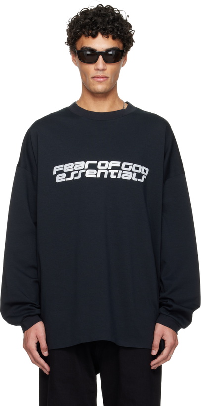 Photo: Fear of God ESSENTIALS Black Holiday Ponte 90s Long Sleeve T-shirt