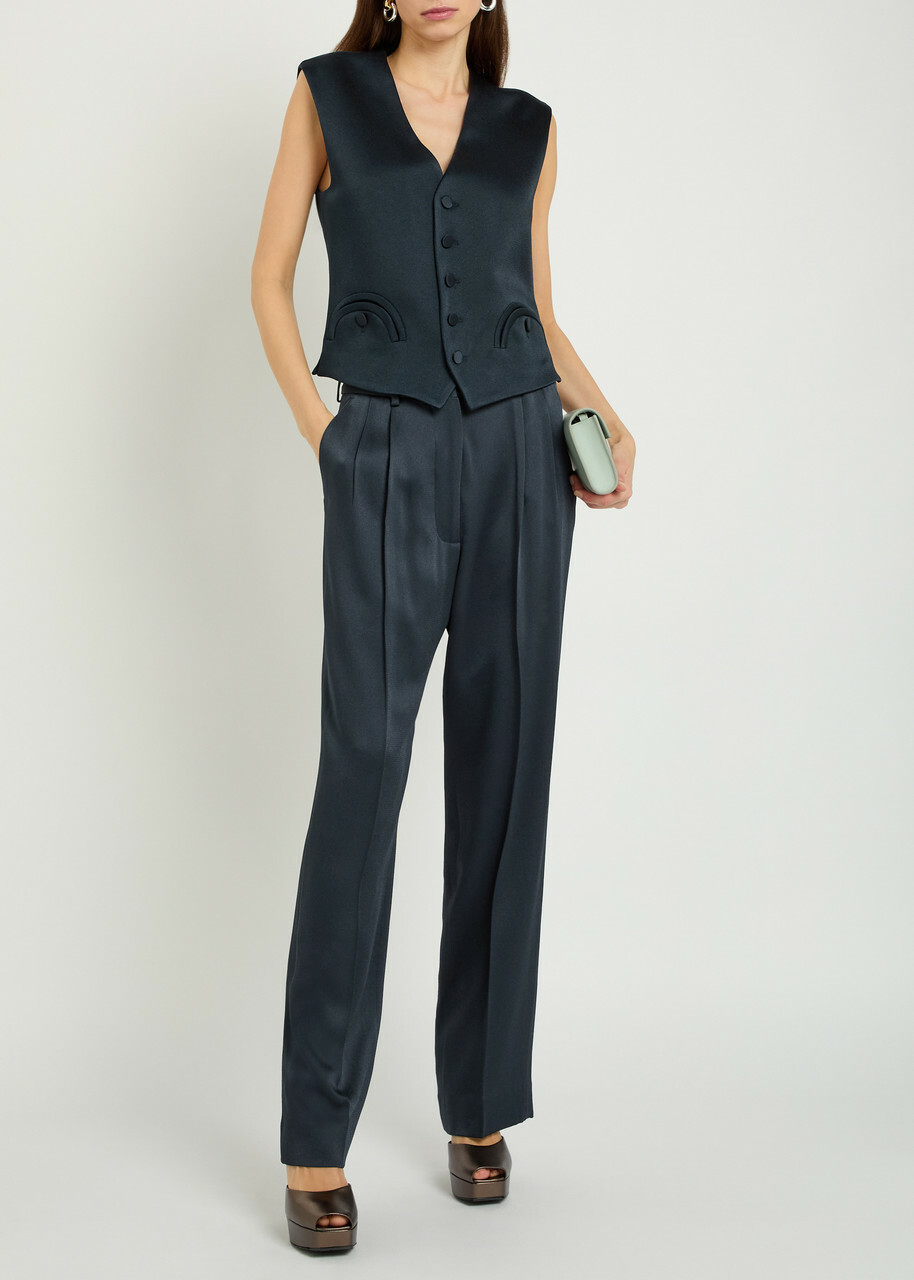 Blaze Milano Feral Satin-crepe Waistcoat Dark Blue