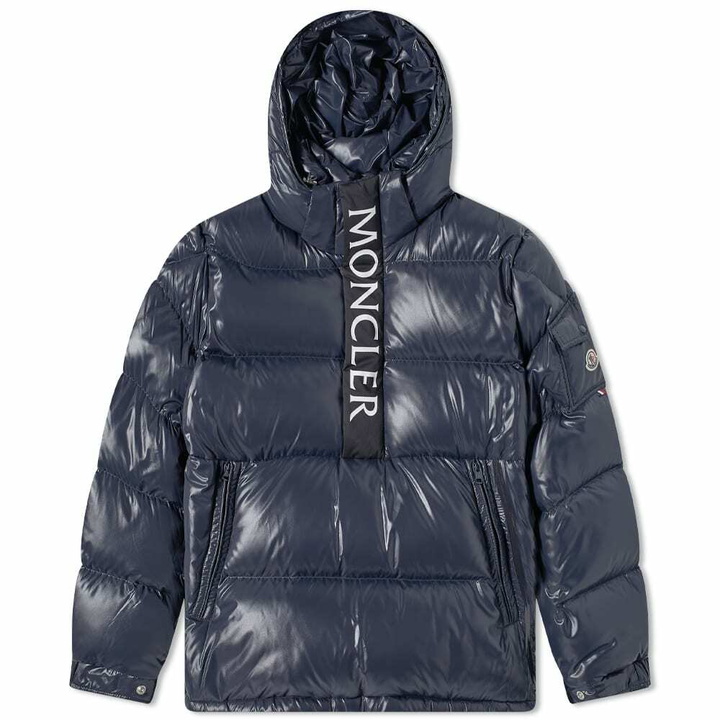 Photo: Moncler Men's Maury Logo Popover Hooded Down Jacket in Navy