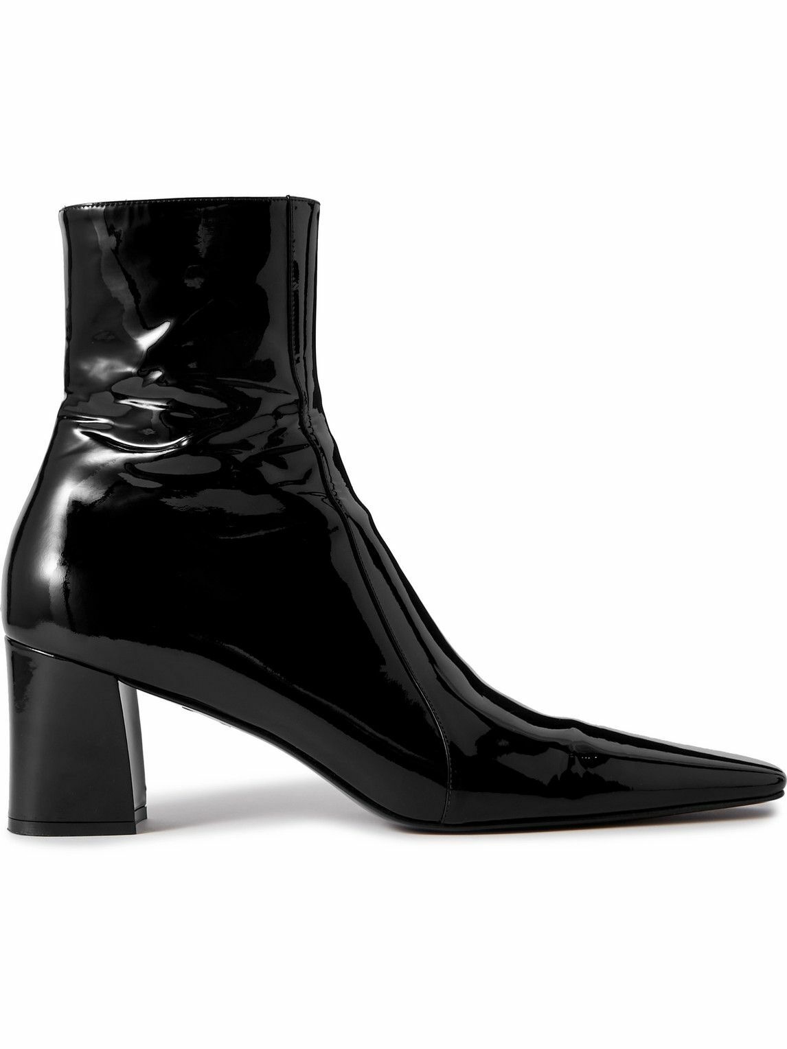 Photo: SAINT LAURENT - Patent-Leather Ankle Boots - Black