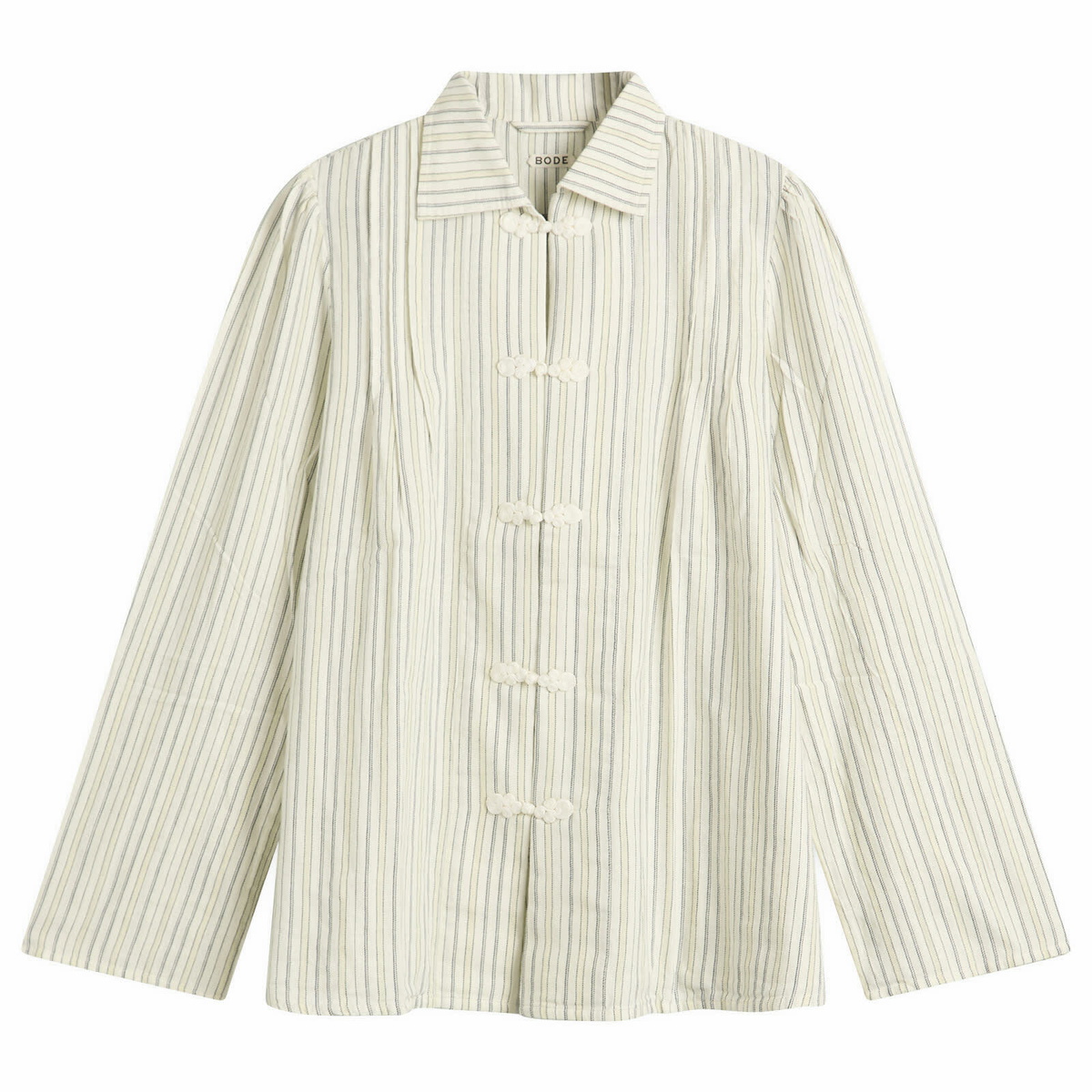 Bode Women's Electric Light Stripe Blouse in Ecru