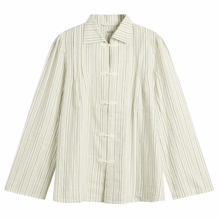 Photo: Bode Women's Electric Light Stripe Blouse in Ecru