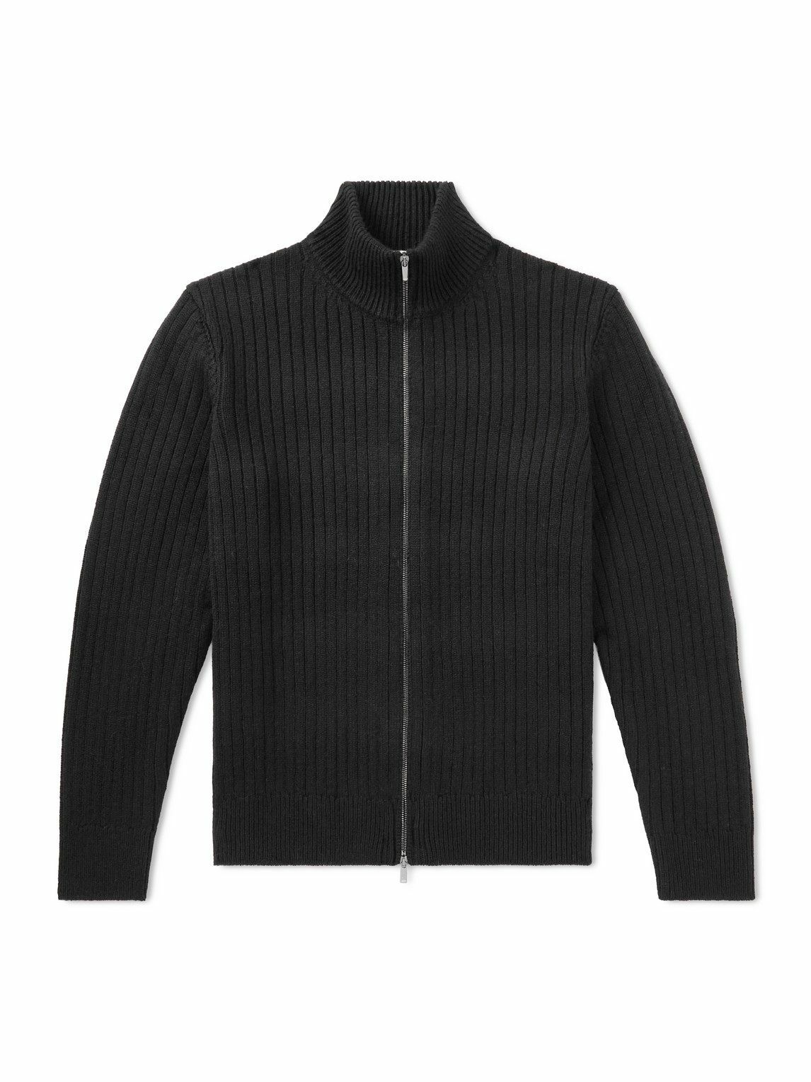 Massimo Alba - Mirko Ribbed Cashmere and Alpaca-Blend Zip-Up Sweater - Black