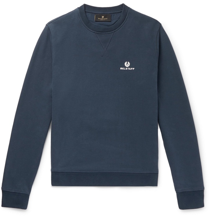 Photo: Belstaff - Logo-Embroidered Loopback Cotton-Jersey Sweatshirt - Blue