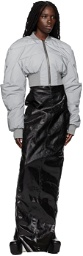 Rick Owens Gray Girdered Cropped Down Bomber Jacket