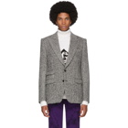 Dolce and Gabbana Grey Wool Herringbone Sicilia Blazer