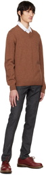 Sunspel Brown Rib Trim Sweater