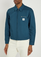 Vowels Logo-appliquéd Cotton-blend Jacket Blue