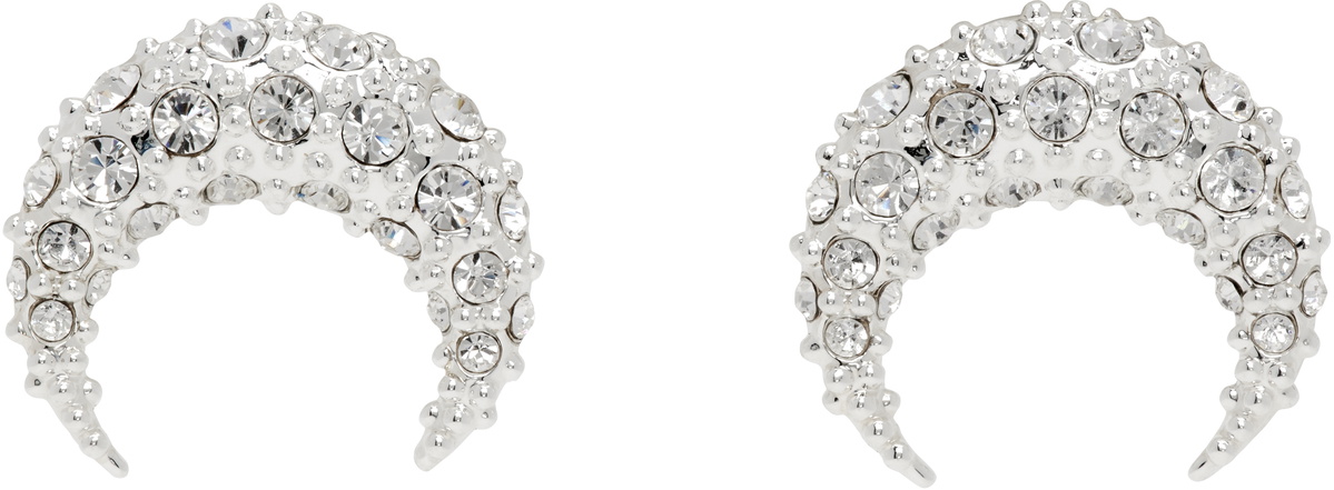 Marine Serre Silver Moon Stud Earrings