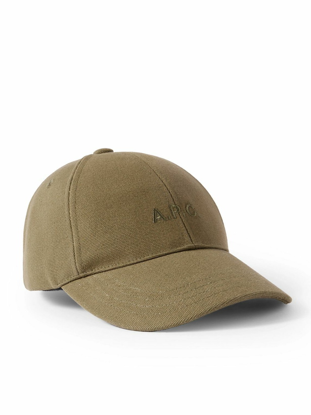 Photo: A.P.C. - Charlie Logo-Embroidered Cotton-Blend Canvas Baseball Cap - Green