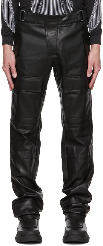 Photo: MISBHV Black Moto Faux-Leather Trousers