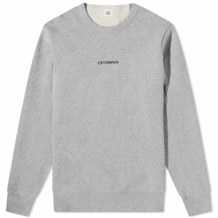 Photo: C.P. Company Men's Small Logo Crew Sweat in Grey Melange