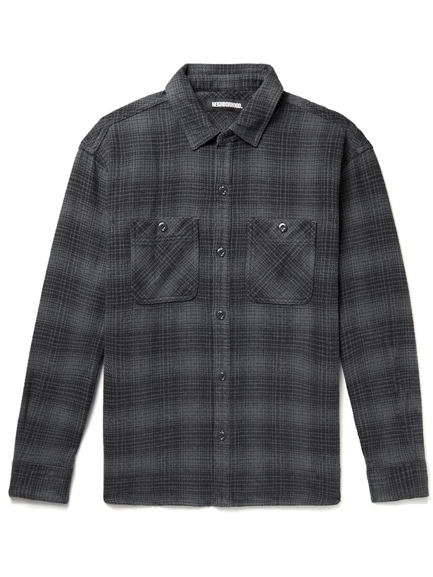 Photo: Neighborhood - Lumbers Checked Brushed Cotton-Flannel Shirt - Gray