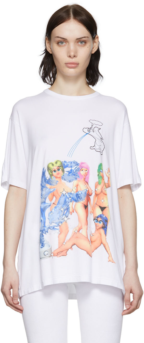 Bernhard Willhelm White Viscose T-Shirt