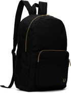Fred Perry Black Textured Nylon Backpack