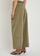 High Gillie Belted Woven Wide-leg Trousers Olive