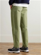Folk - Assembly Straight-Leg Pleated Cotton-Twill Trousers - Green