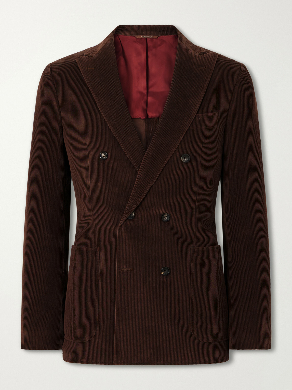 Canali - Double-Breasted Cotton-Corduroy Blazer - Brown