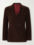 Canali - Double-Breasted Cotton-Corduroy Blazer - Brown