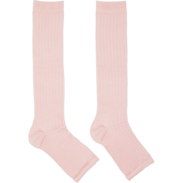 Photo: Swedish Stockings SSENSE Exclusive Pink Long Sandal Socks