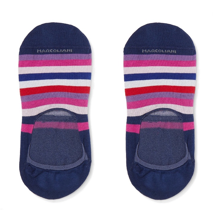 Photo: Marcoliani - Invisible Touch Striped Stretch Pima Cotton-Blend No-Show Socks - Purple