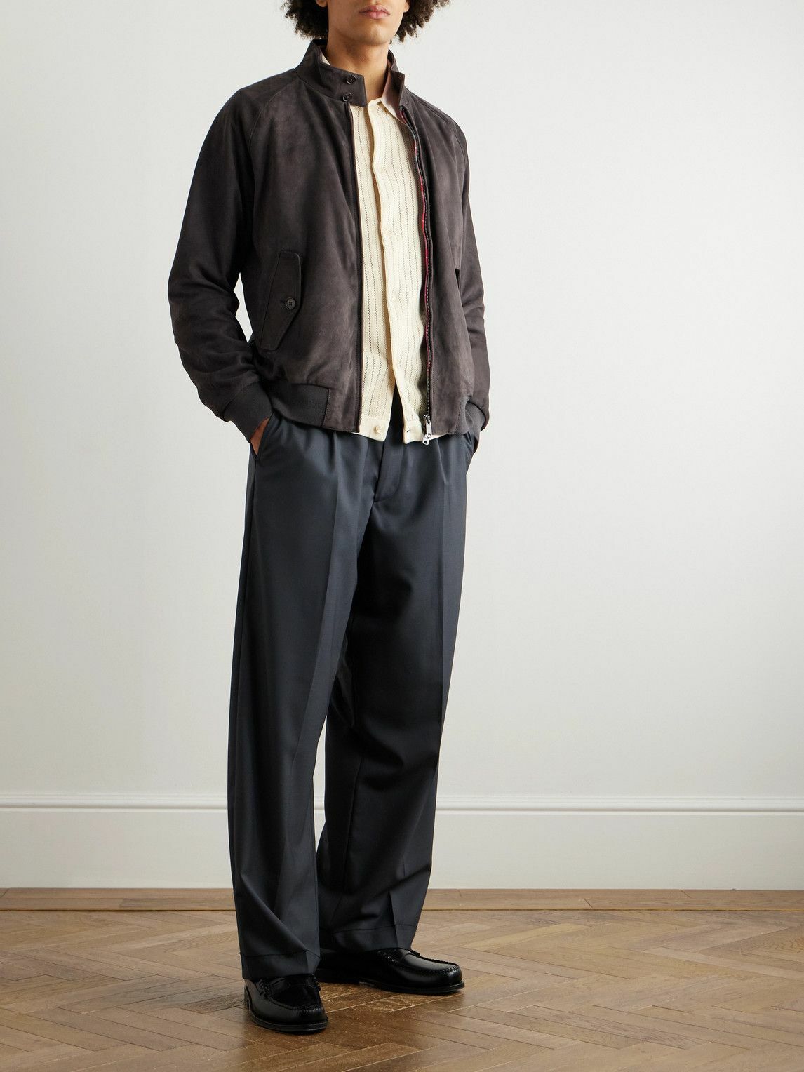 Baracuta - G9 Suede Harrington Jacket - Gray