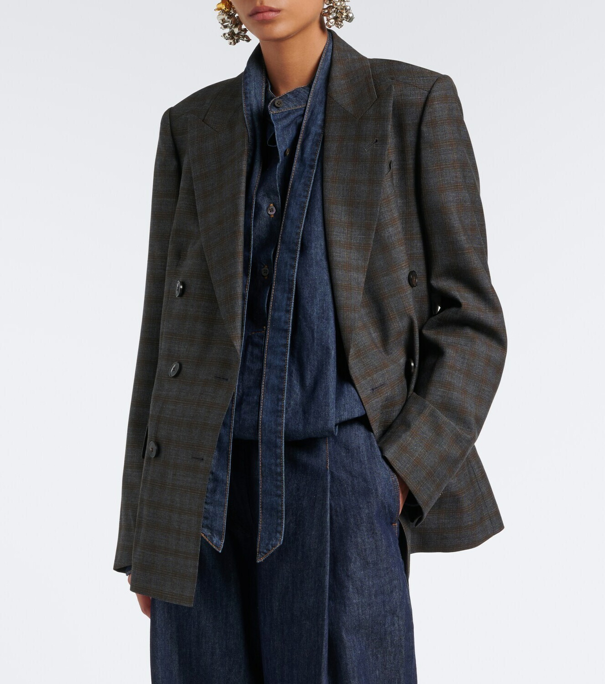 Dries Van Noten Checked double-breasted wool blazer