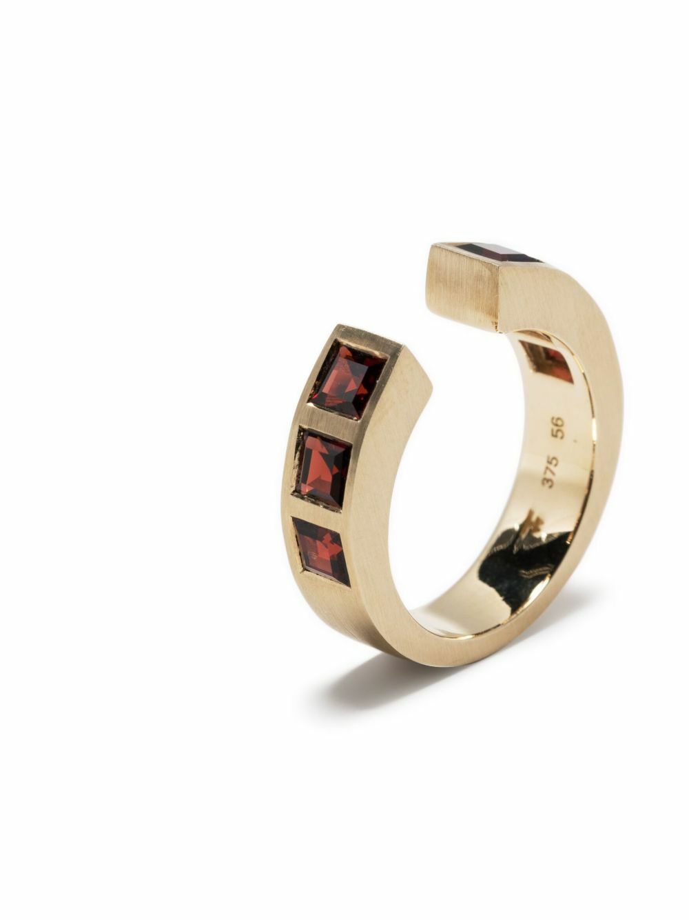 Tom Wood Gold-Tone Gate Square Garnet Ring